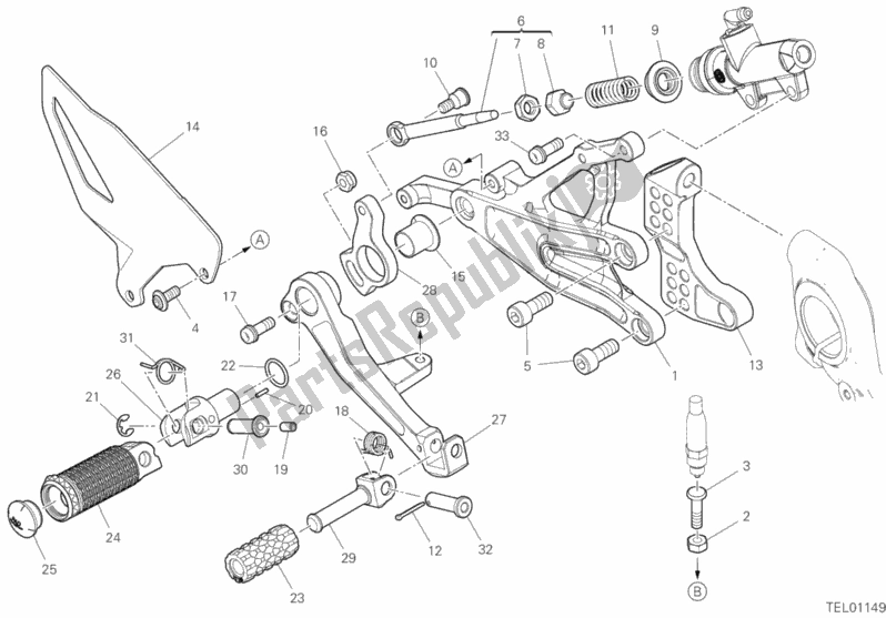 Toutes les pièces pour le Repose-pieds Droit du Ducati Superbike Panigale 25 Anniversario 916 USA 1100 2020